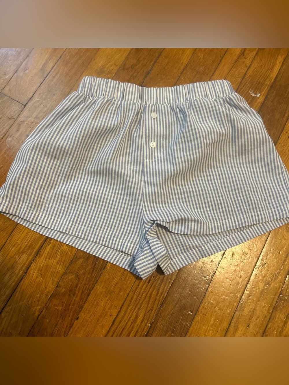 SHEIN Blue & White Striped Cotton Shorts
